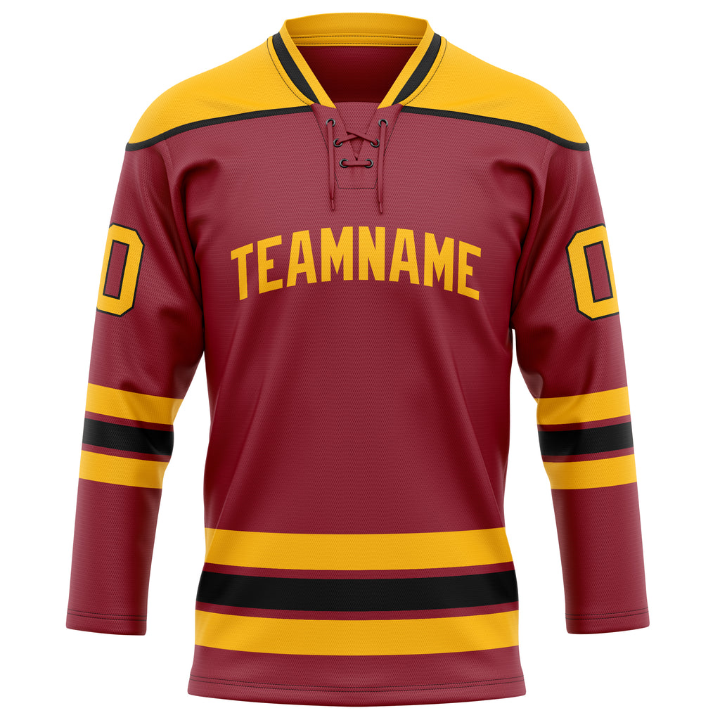 Personalized Maroon & Gold Solid Colour Hockey Jersey