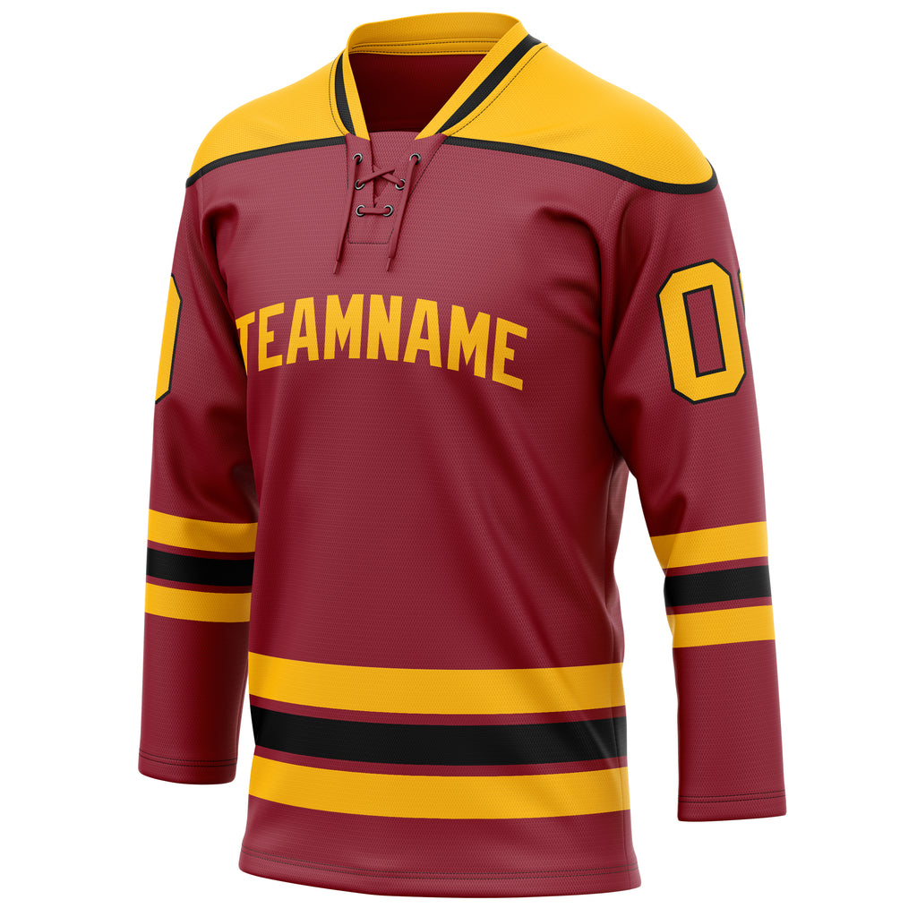 Personalized Maroon & Gold Solid Colour Hockey Jersey