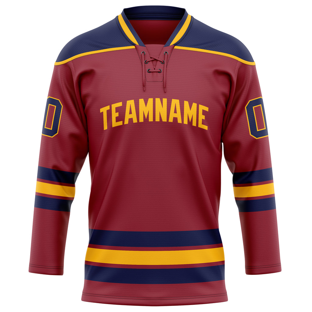 Personalized Maroon & Navy Solid Colour Hockey Jersey