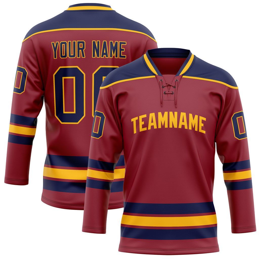 Personalized Maroon & Navy Solid Colour Hockey Jersey
