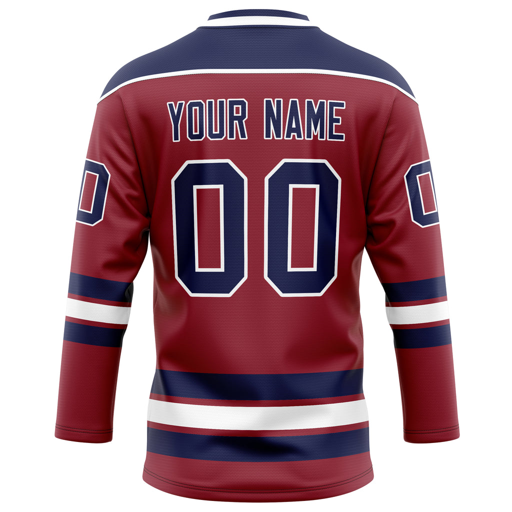 Personalized Maroon & Navy Solid Colour Hockey Jersey