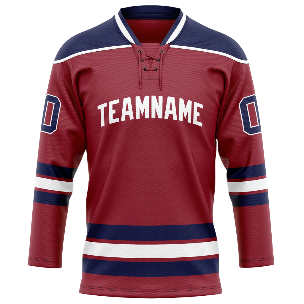 Personalized Maroon & Navy Solid Colour Hockey Jersey