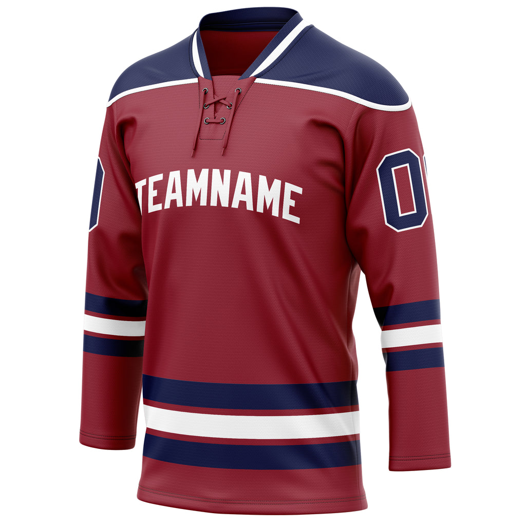 Personalized Maroon & Navy Solid Colour Hockey Jersey