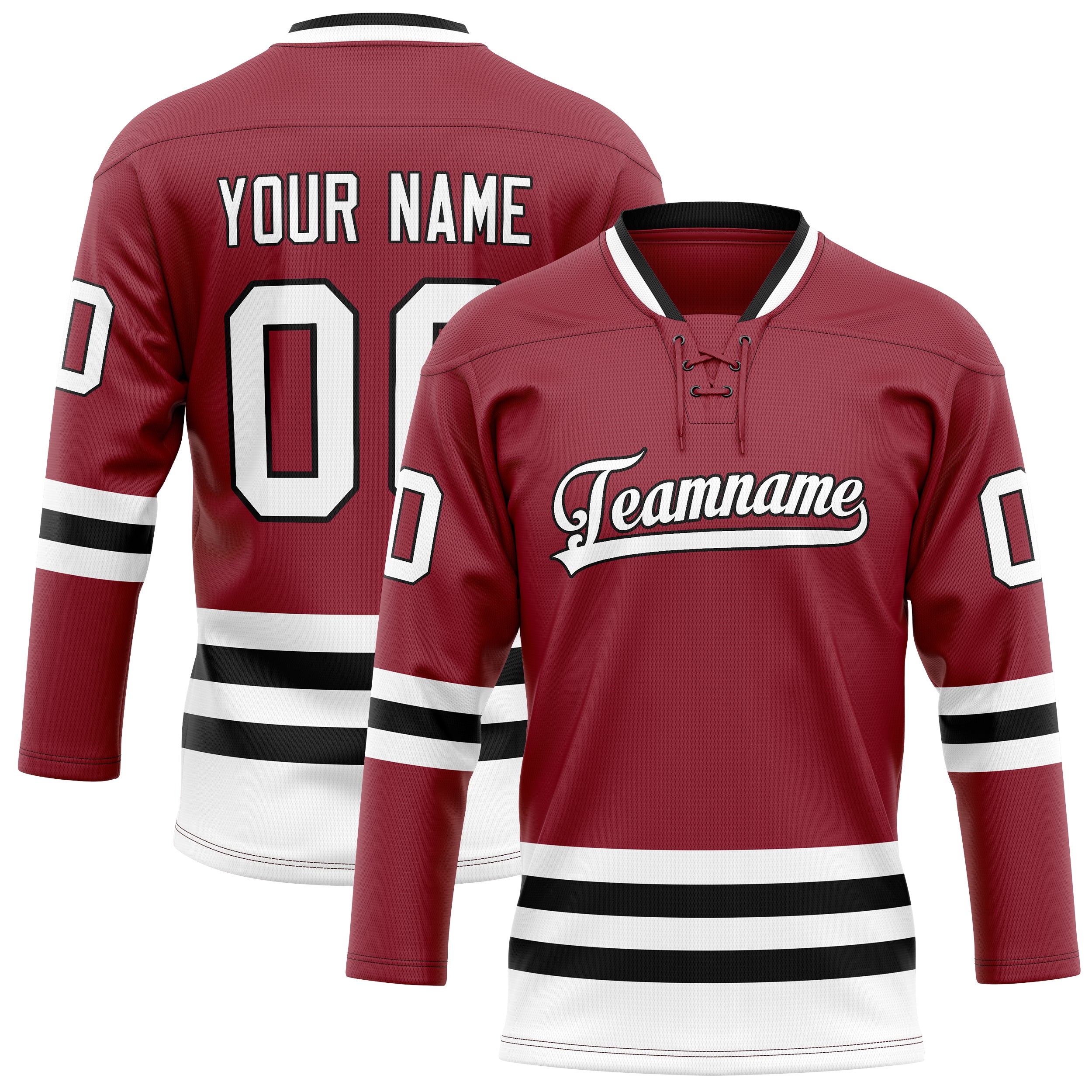 Personalized Maroon & Black Solid Colour Hockey Jersey