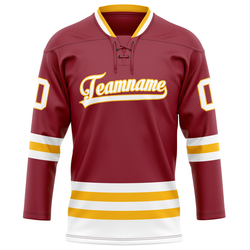 Personalized Maroon & Gold Solid Colour Hockey Jersey