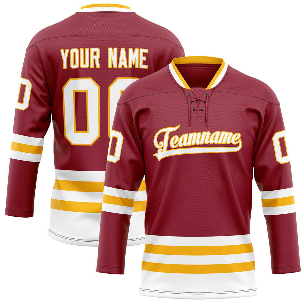 Personalized Maroon & Gold Solid Colour Hockey Jersey