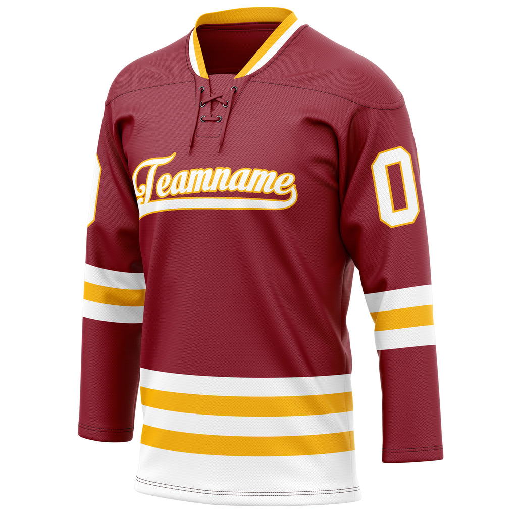 Personalized Maroon & Gold Solid Colour Hockey Jersey