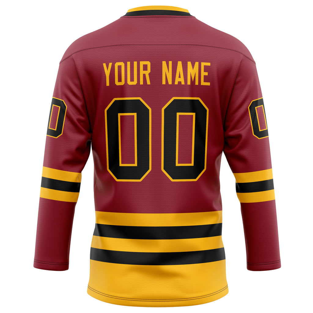 Personalized Maroon & Gold Solid Colour Hockey Jersey