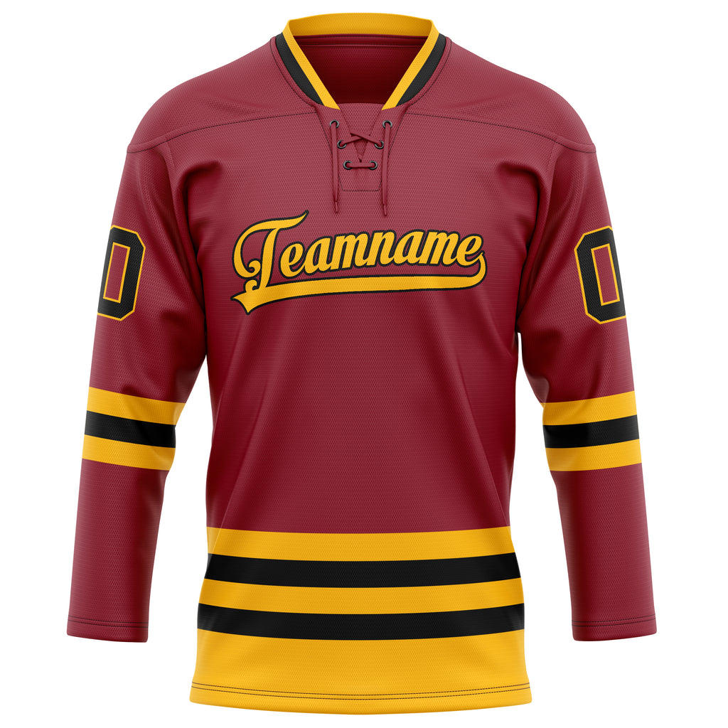 Personalized Maroon & Gold Solid Colour Hockey Jersey