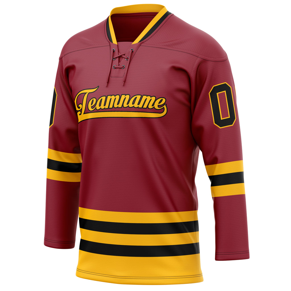 Personalized Maroon & Gold Solid Colour Hockey Jersey