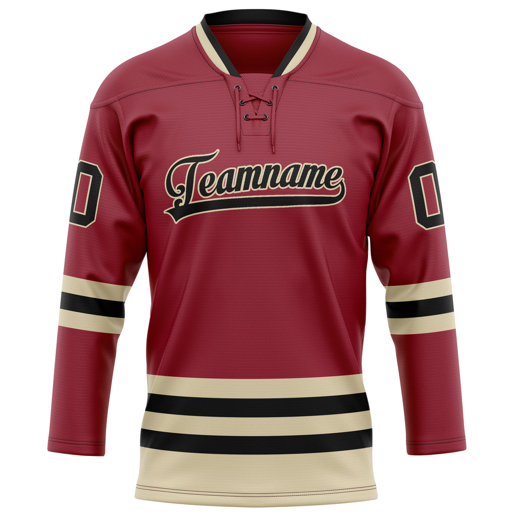 Personalized Maroon & Cream Solid Colour Hockey Jersey