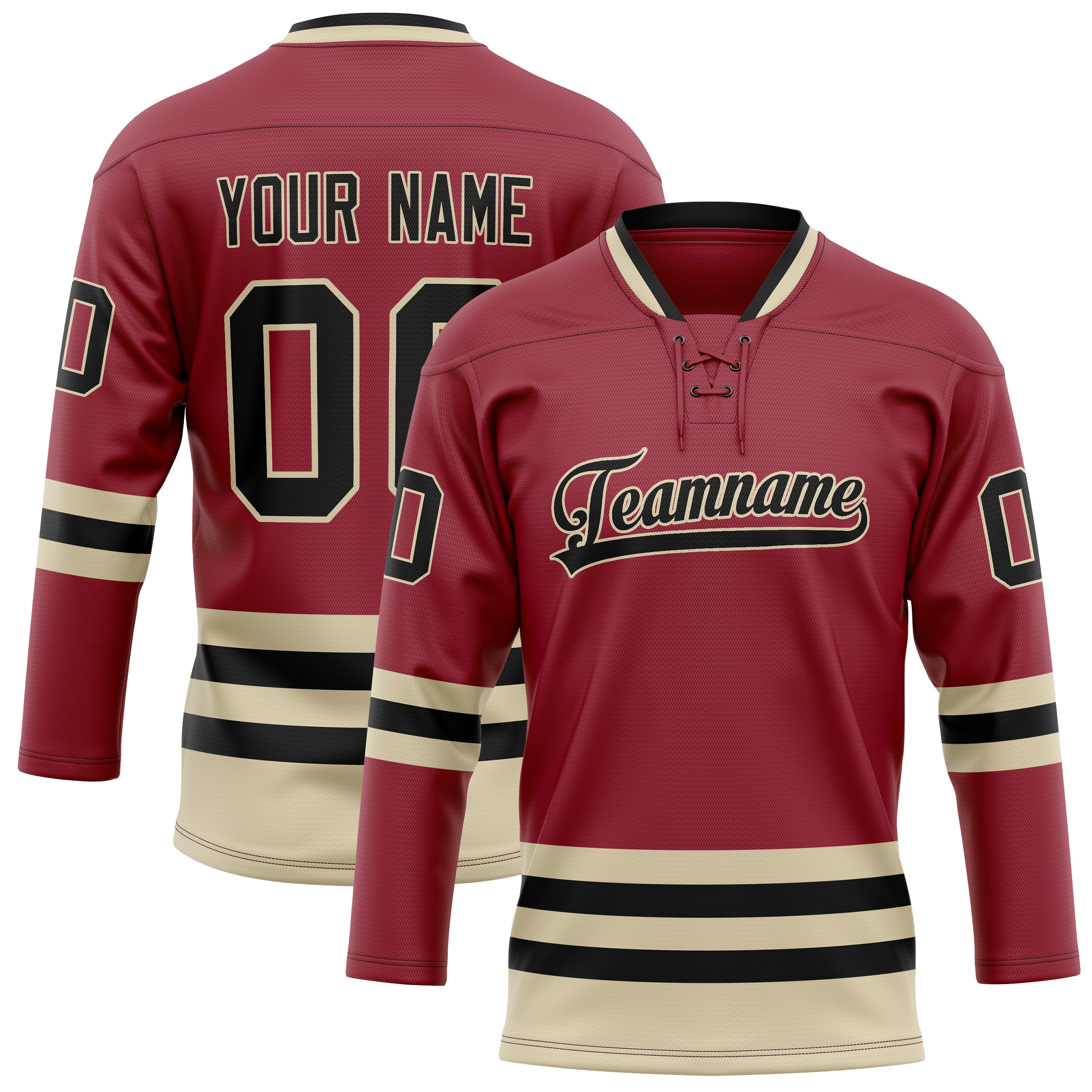 Personalized Maroon & Cream Solid Colour Hockey Jersey