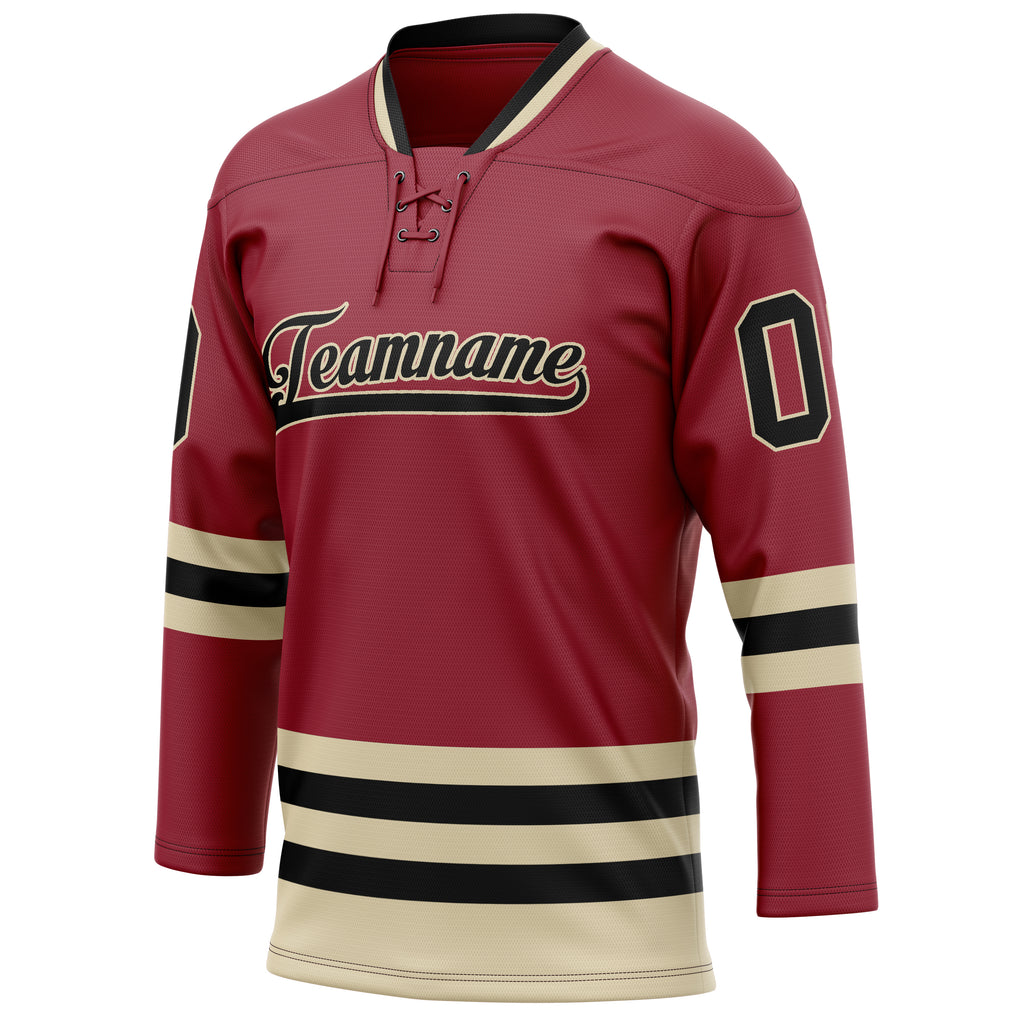 Personalized Maroon & Cream Solid Colour Hockey Jersey