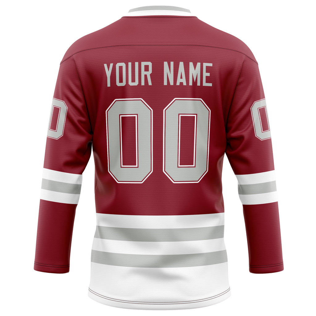 Personalized Maroon & Gray Solid Colour Hockey Jersey