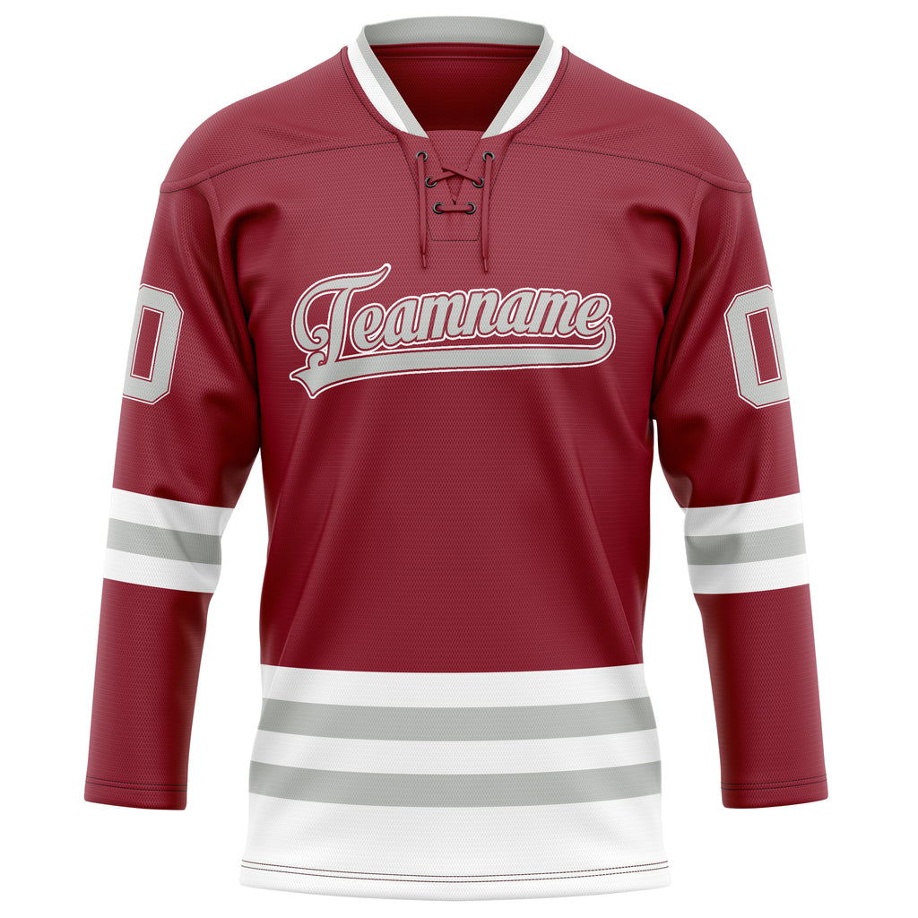 Personalized Maroon & Gray Solid Colour Hockey Jersey