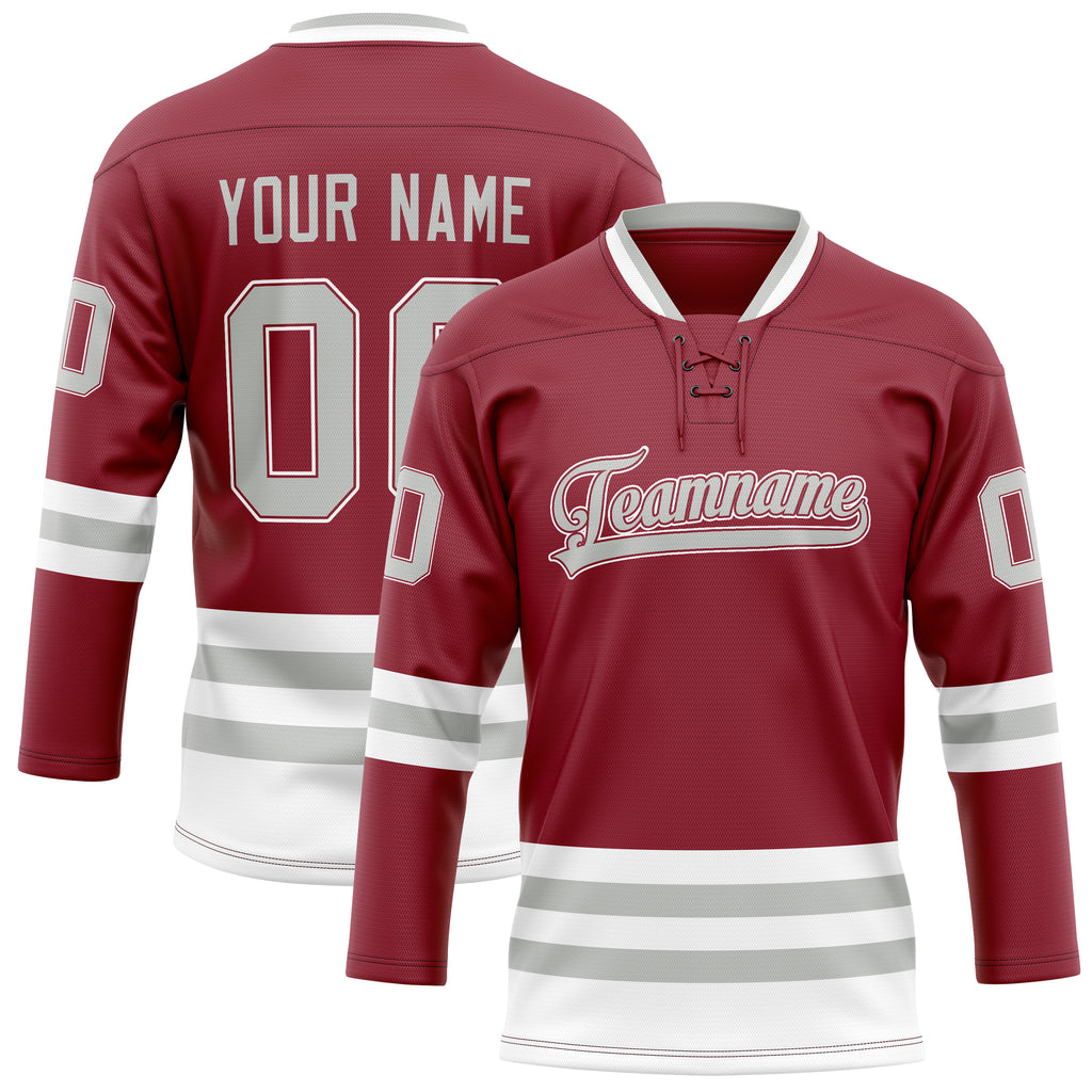 Personalized Maroon & Gray Solid Colour Hockey Jersey