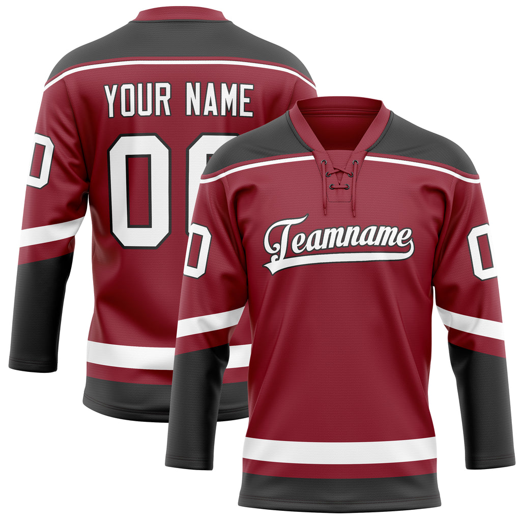 Personalized Maroon & Black Solid Colour Hockey Jersey
