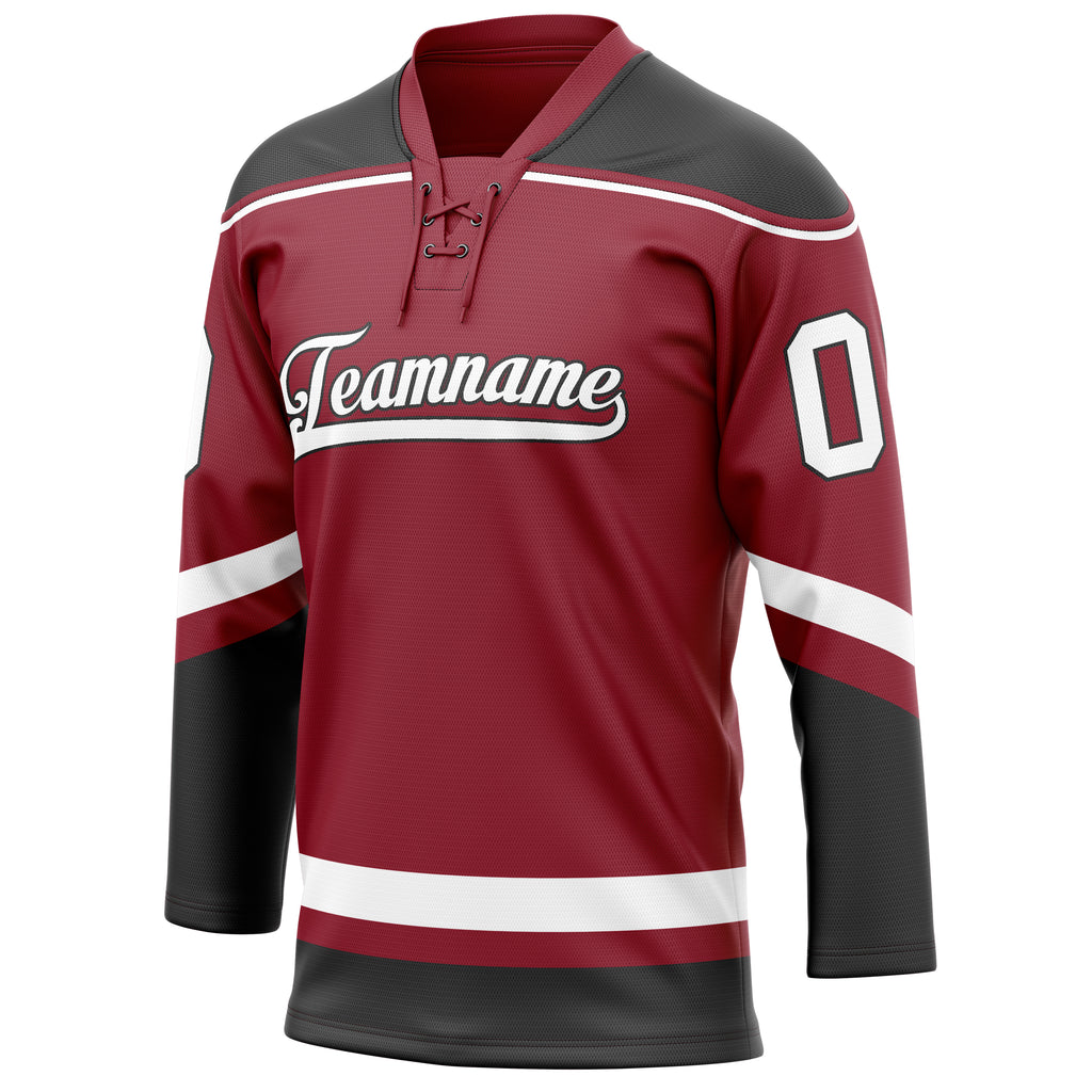 Personalized Maroon & Black Solid Colour Hockey Jersey