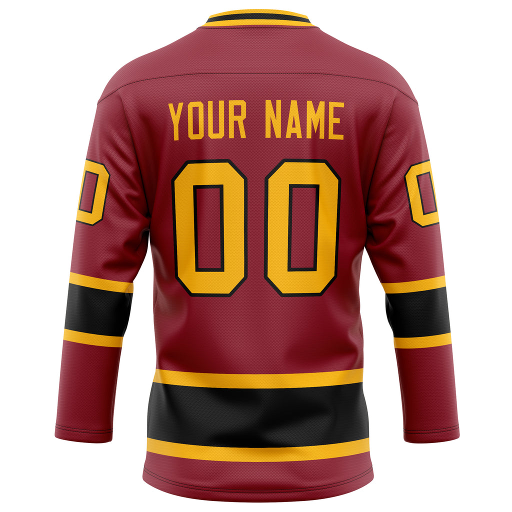 Personalized Maroon & Gold Solid Colour Hockey Jersey
