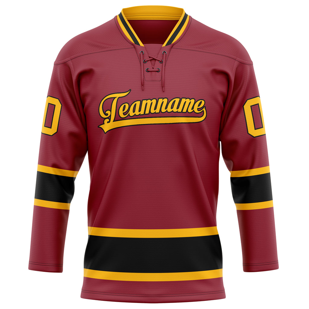 Personalized Maroon & Gold Solid Colour Hockey Jersey