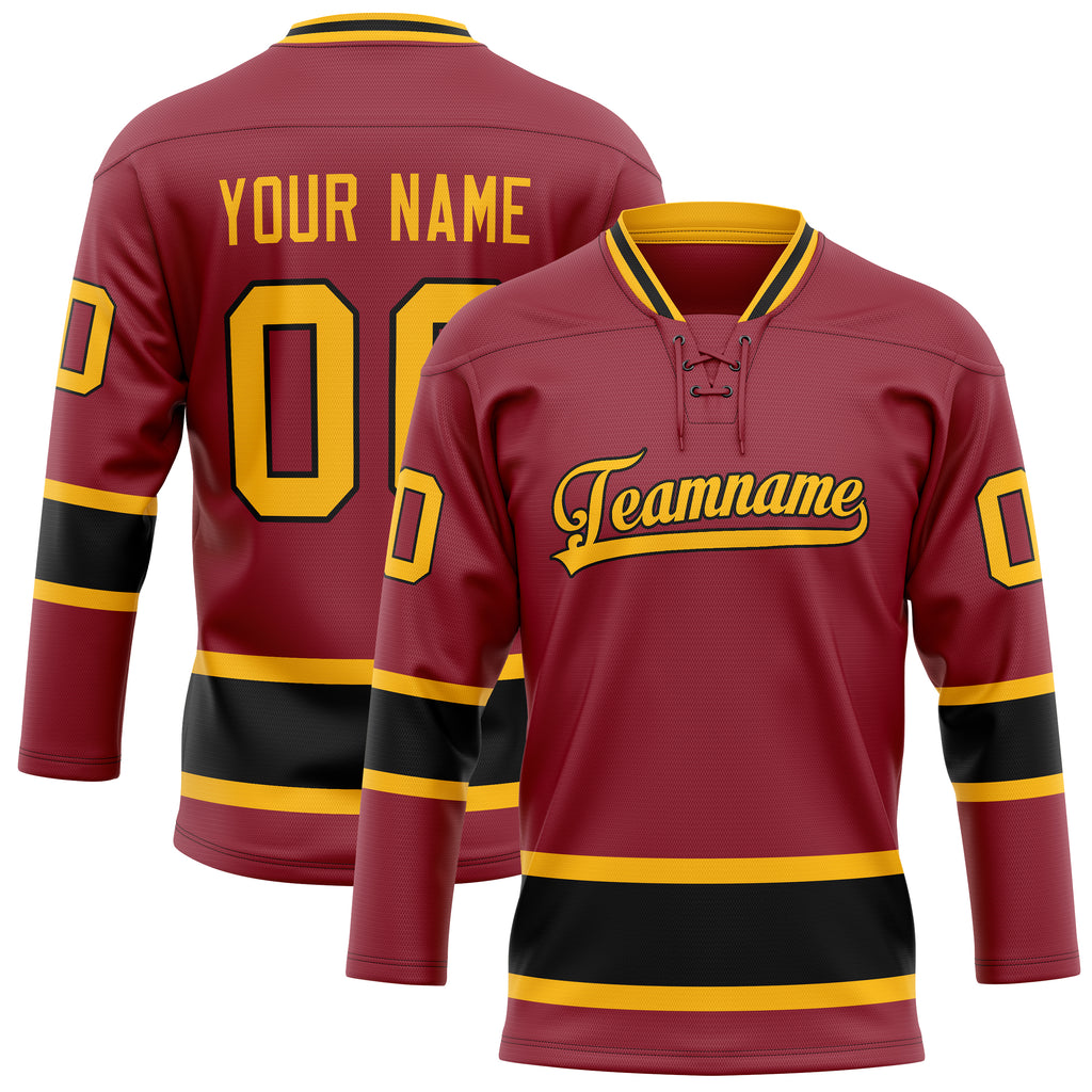 Personalized Maroon & Gold Solid Colour Hockey Jersey