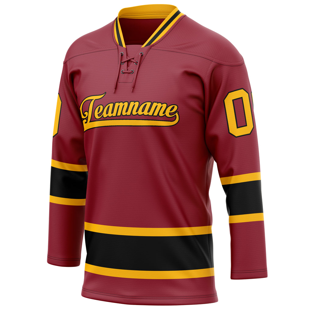 Personalized Maroon & Gold Solid Colour Hockey Jersey