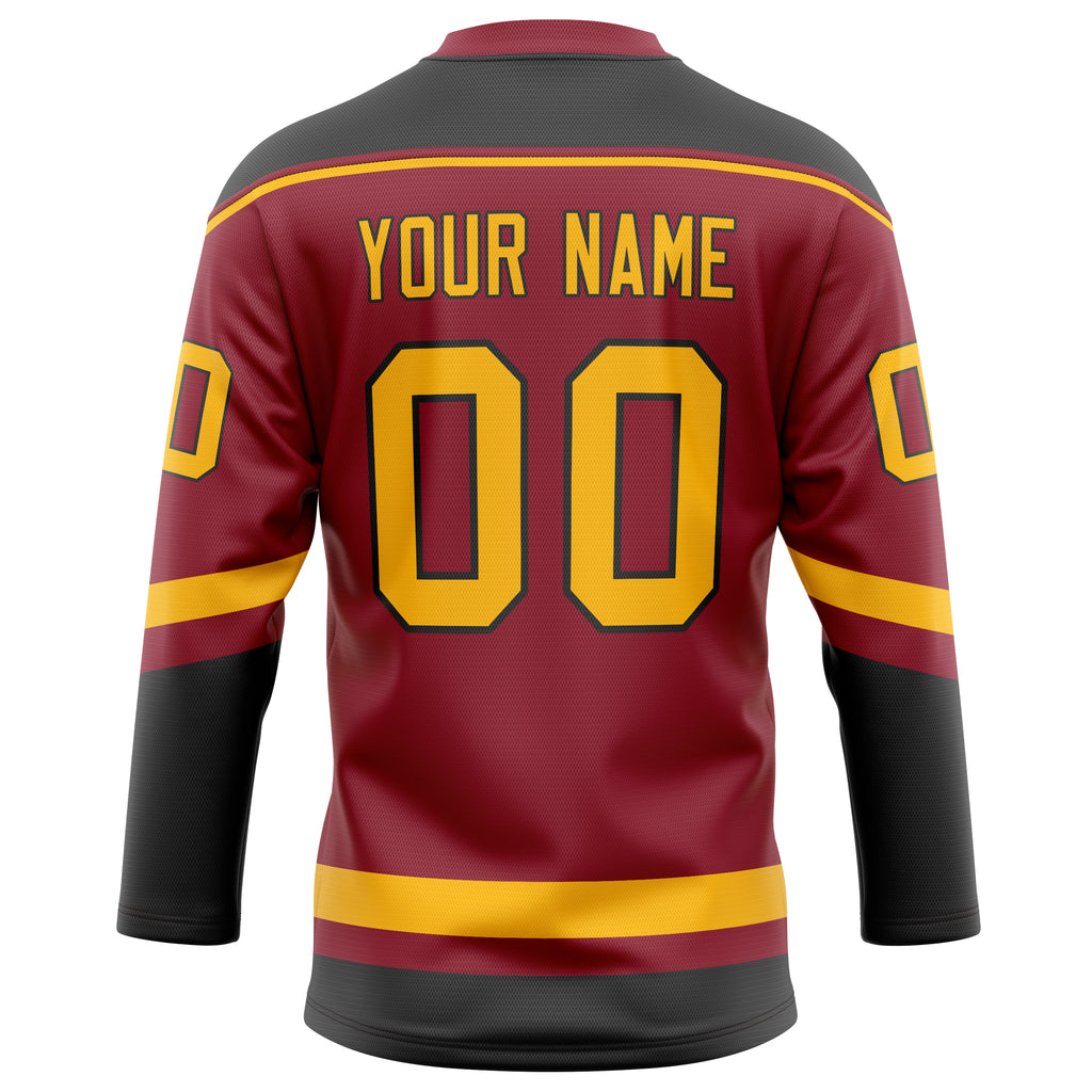 Personalized Maroon & Gold Solid Colour Hockey Jersey
