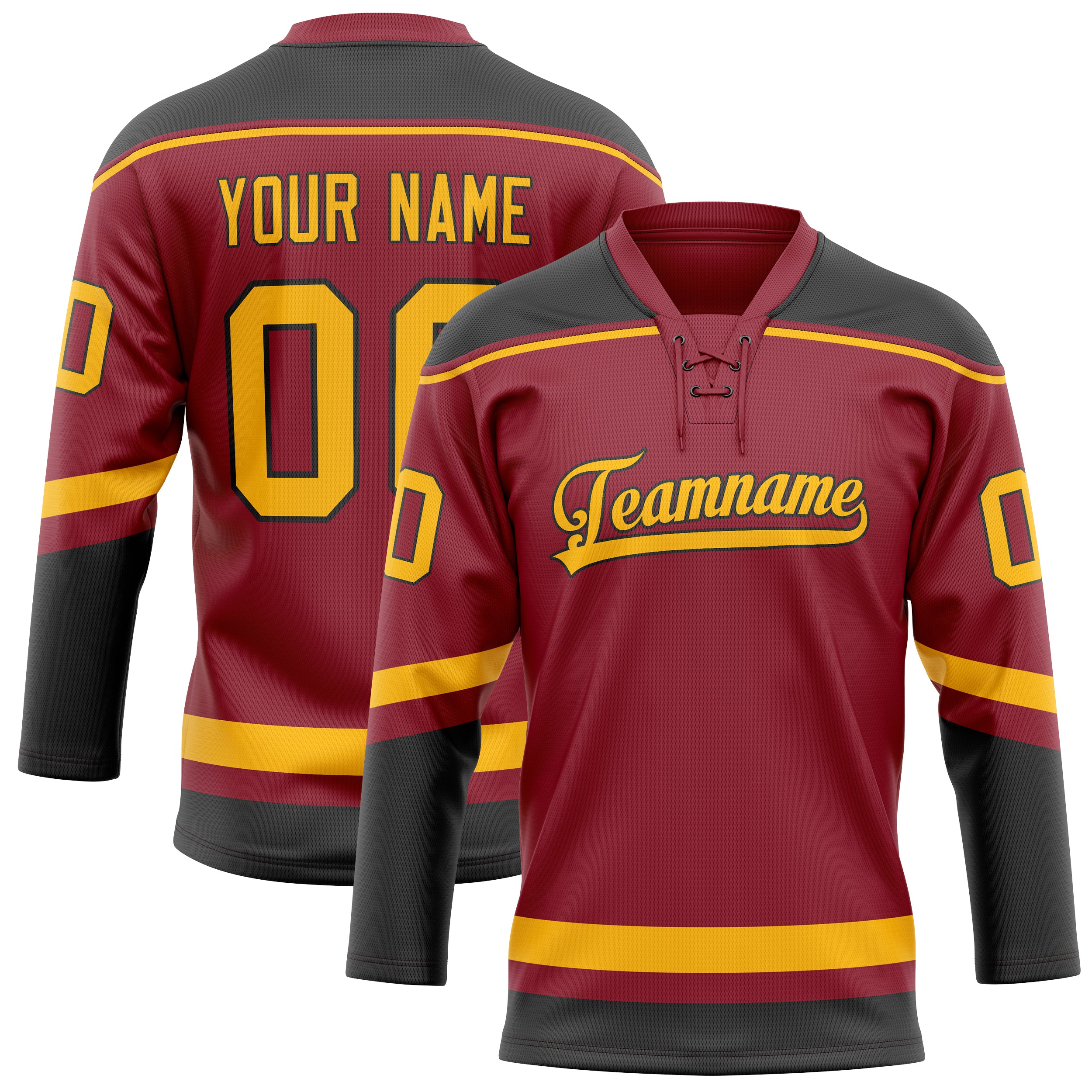 Personalized Maroon & Gold Solid Colour Hockey Jersey