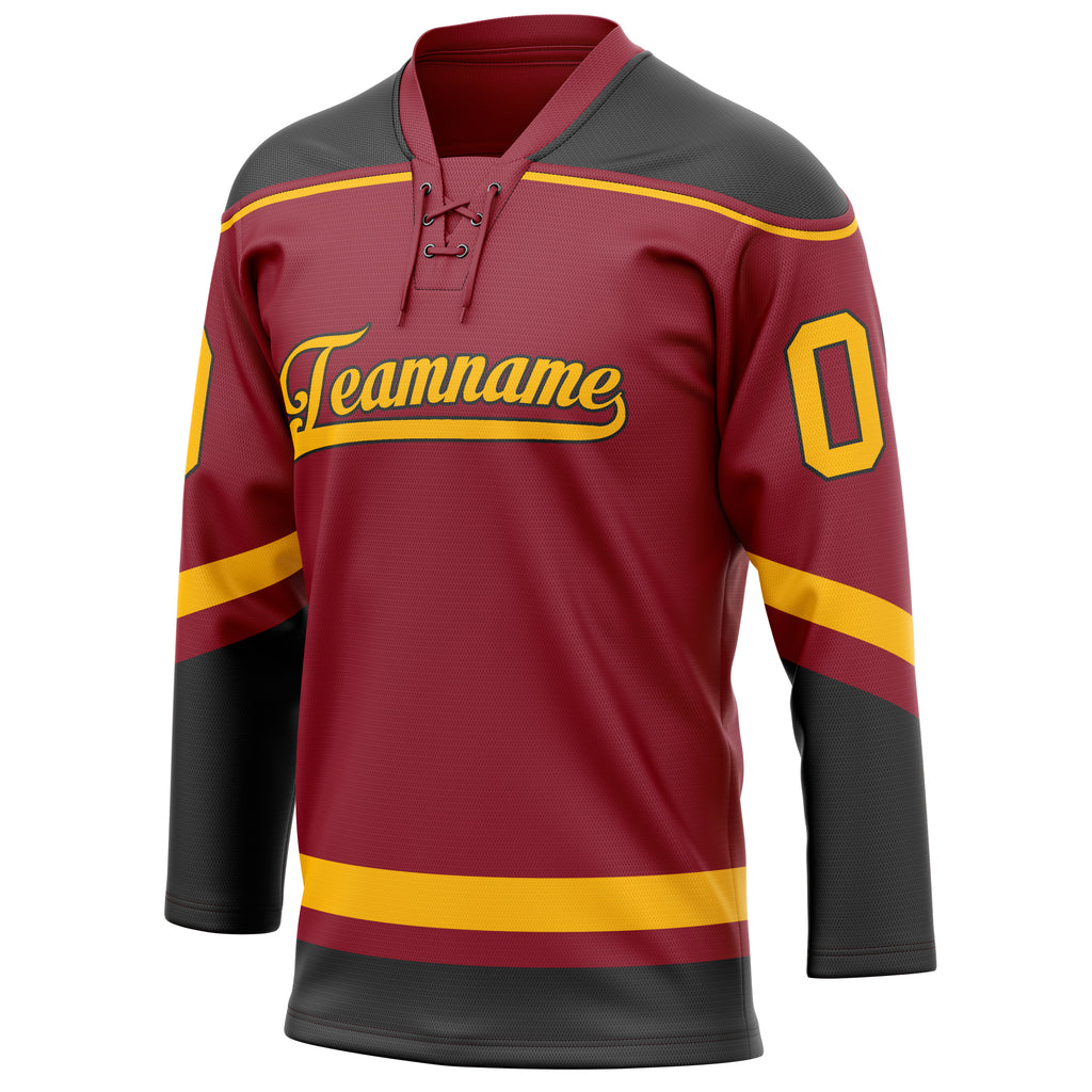 Personalized Maroon & Gold Solid Colour Hockey Jersey