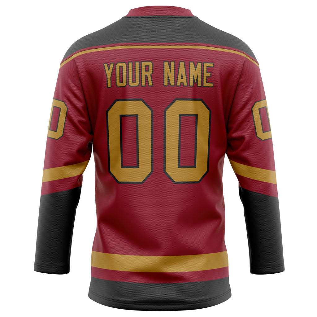 Personalized Maroon & Old Gold Solid Colour Hockey Jersey