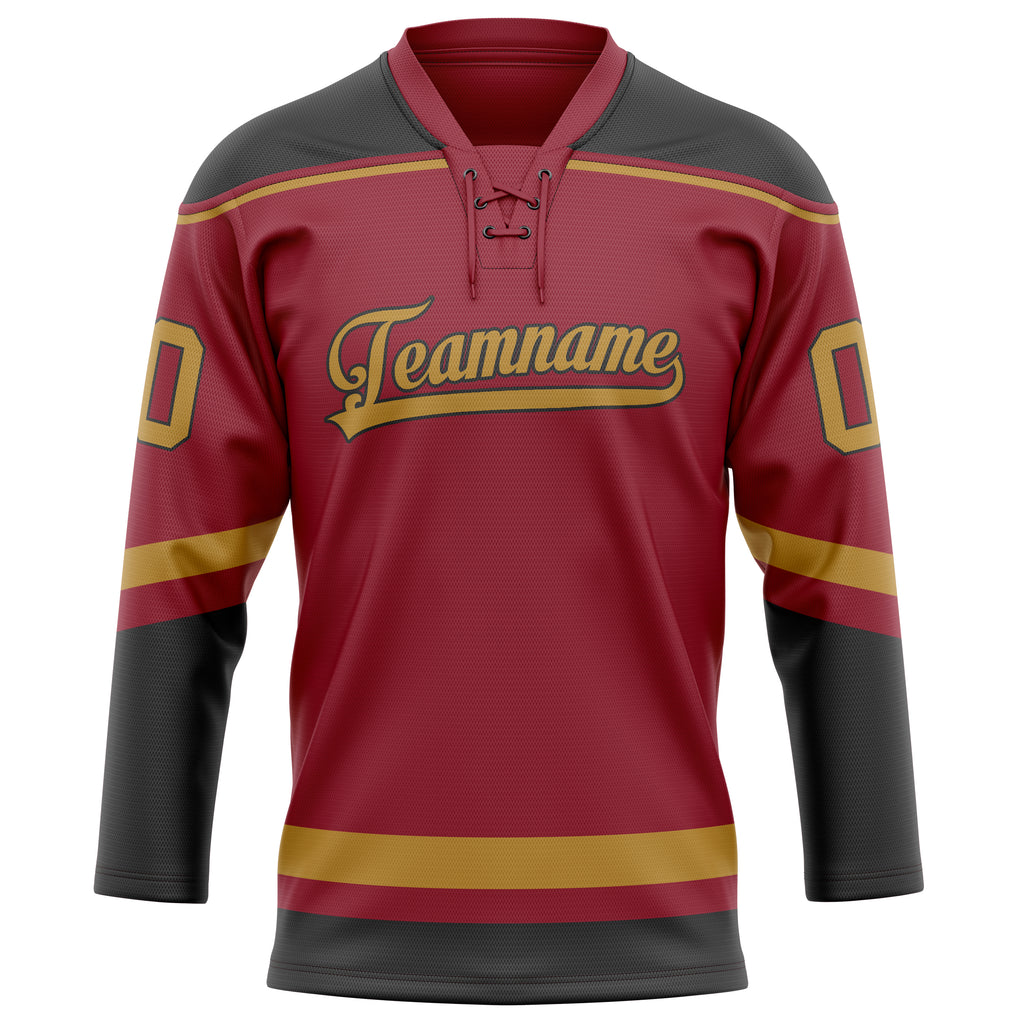 Personalized Maroon & Old Gold Solid Colour Hockey Jersey