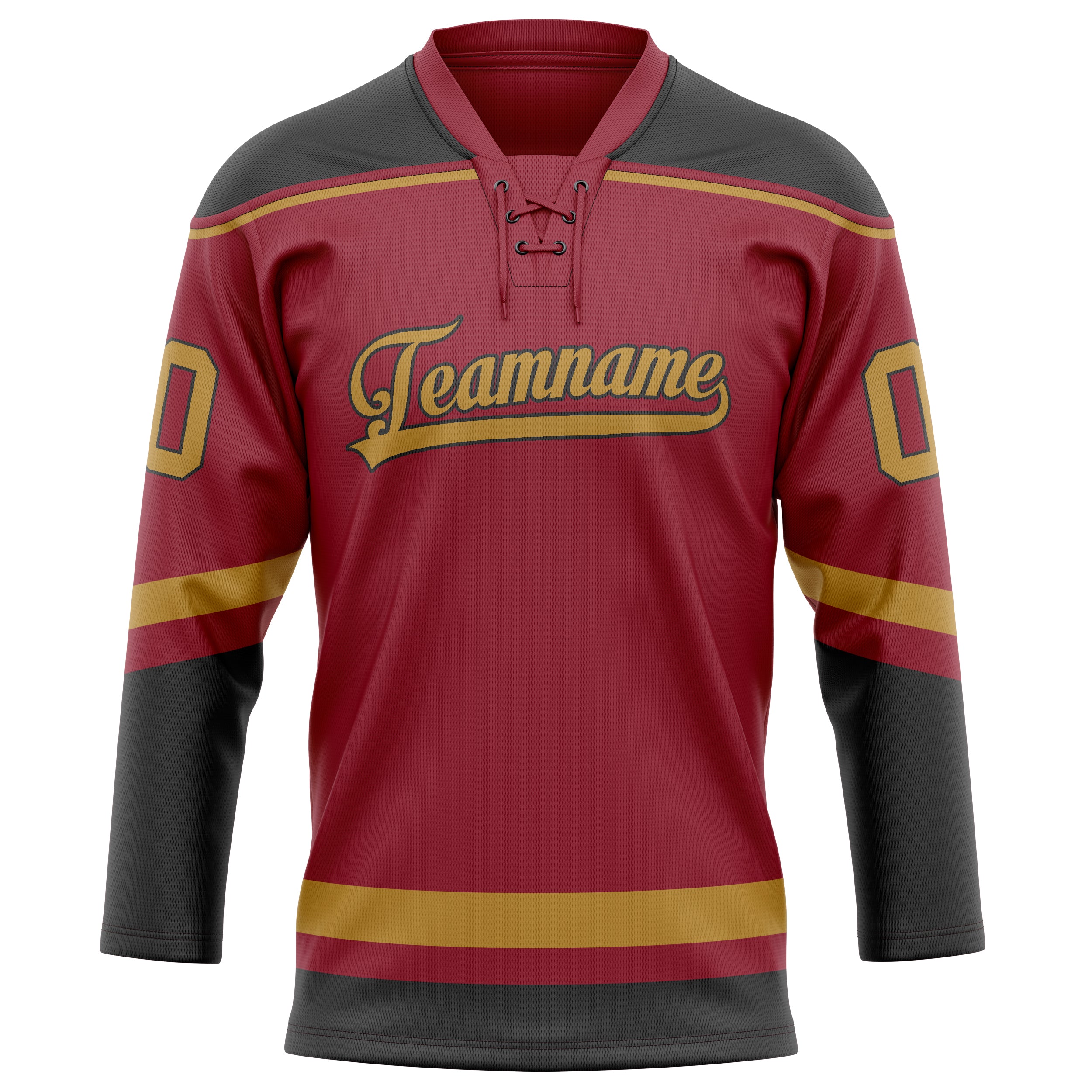 Personalized Maroon & Old Gold Solid Colour Hockey Jersey