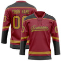 Personalized Maroon & Old Gold Solid Colour Hockey Jersey