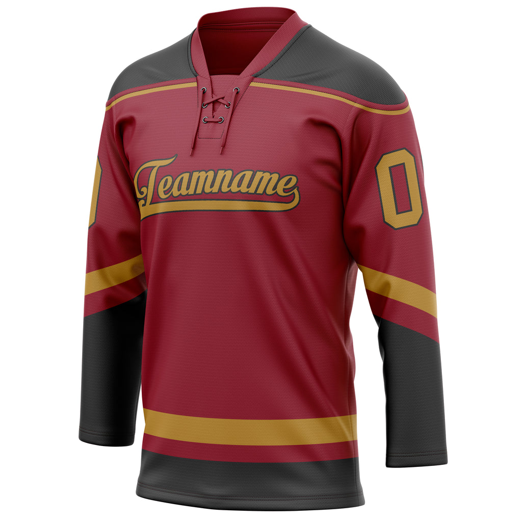 Personalized Maroon & Old Gold Solid Colour Hockey Jersey