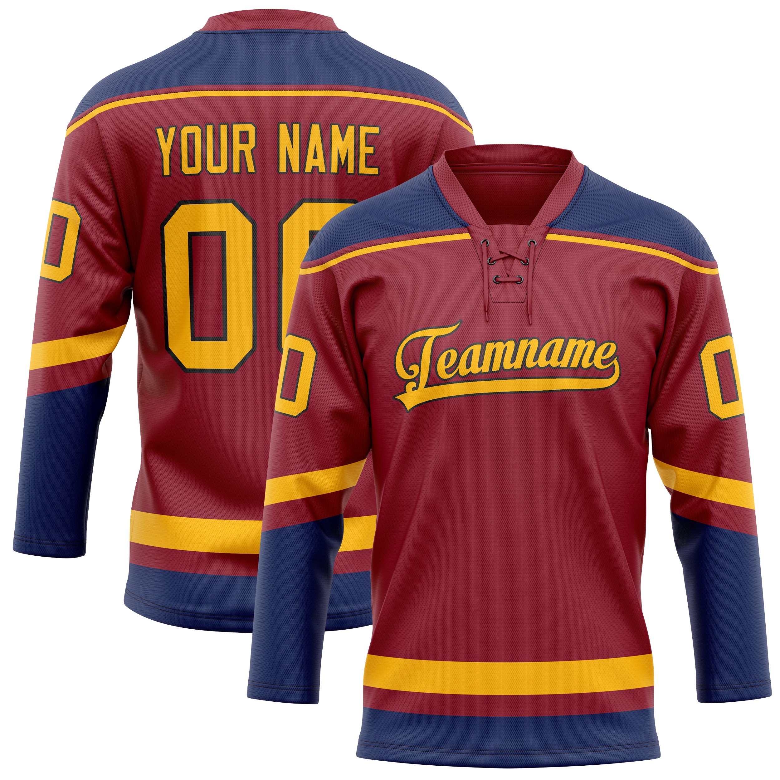 Personalized Maroon & Navy Solid Colour Hockey Jersey