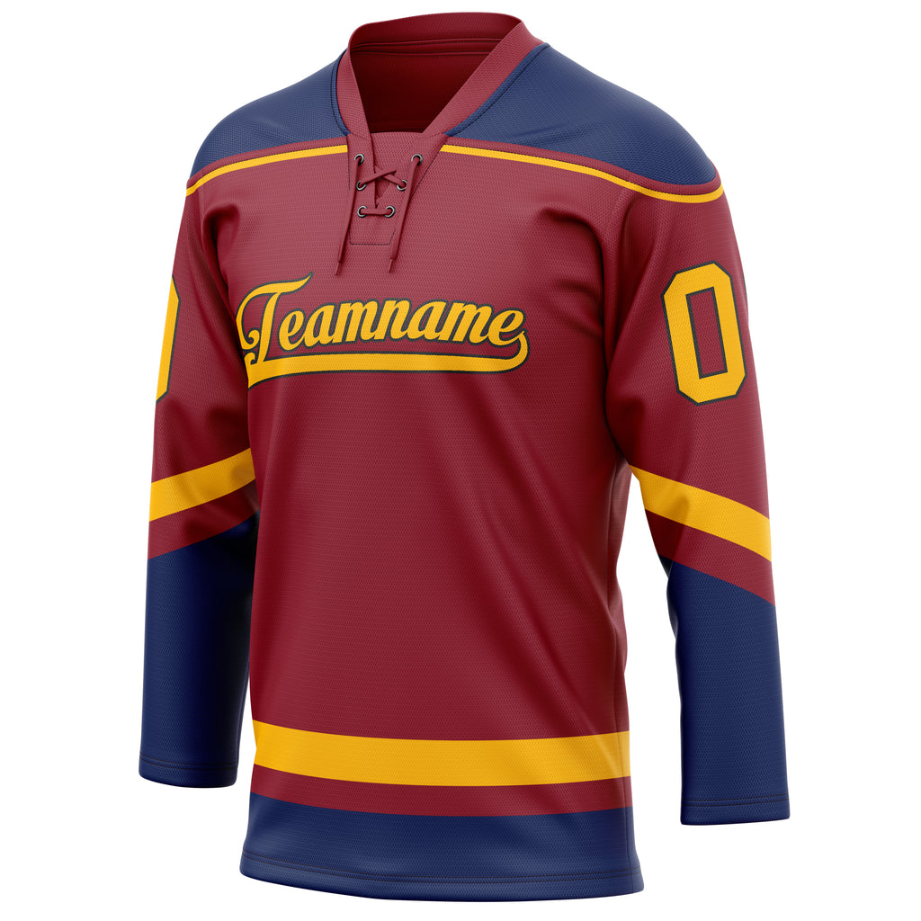 Personalized Maroon & Navy Solid Colour Hockey Jersey