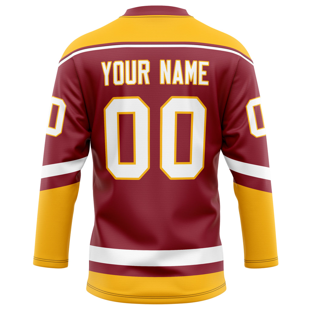 Personalized Maroon & Gold Solid Colour Hockey Jersey