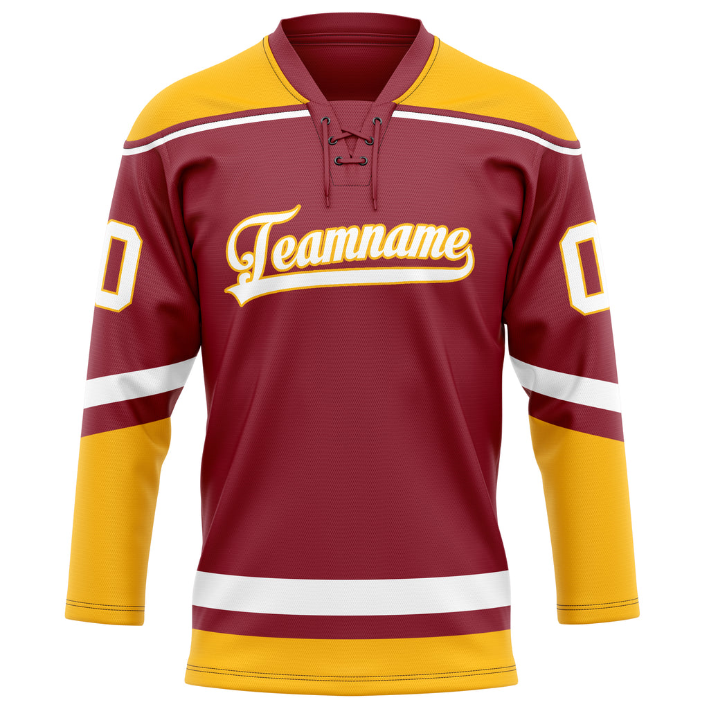 Personalized Maroon & Gold Solid Colour Hockey Jersey