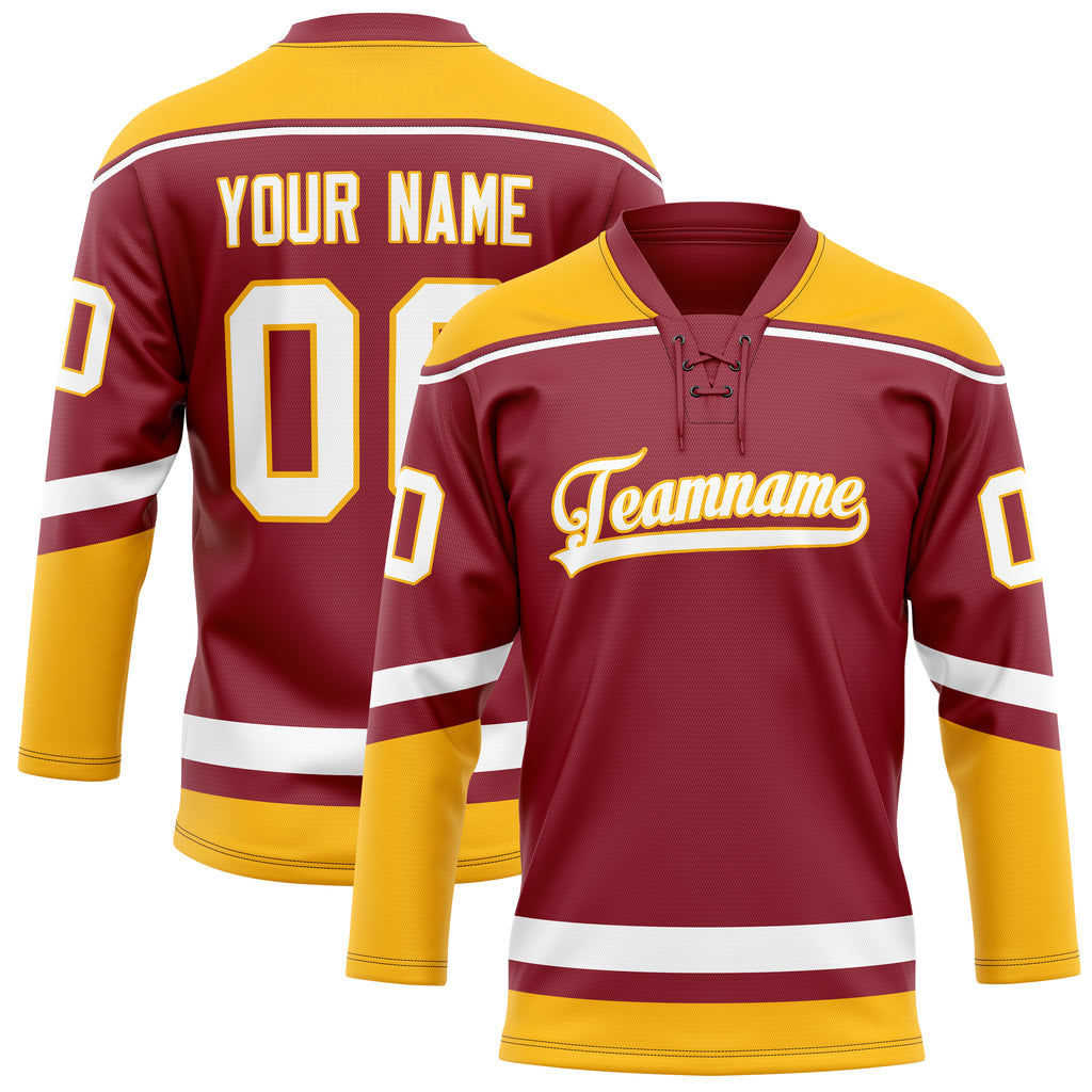 Personalized Maroon & Gold Solid Colour Hockey Jersey