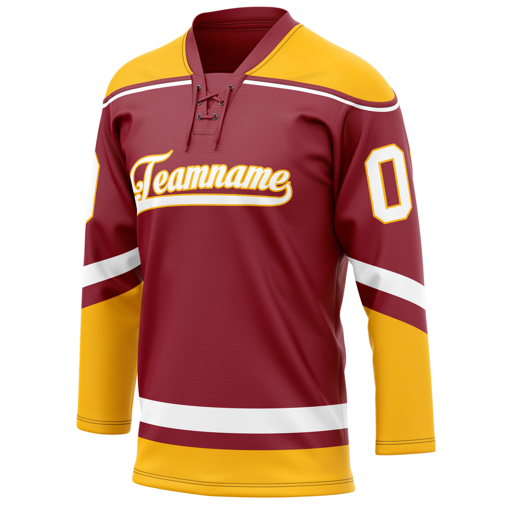 Personalized Maroon & Gold Solid Colour Hockey Jersey