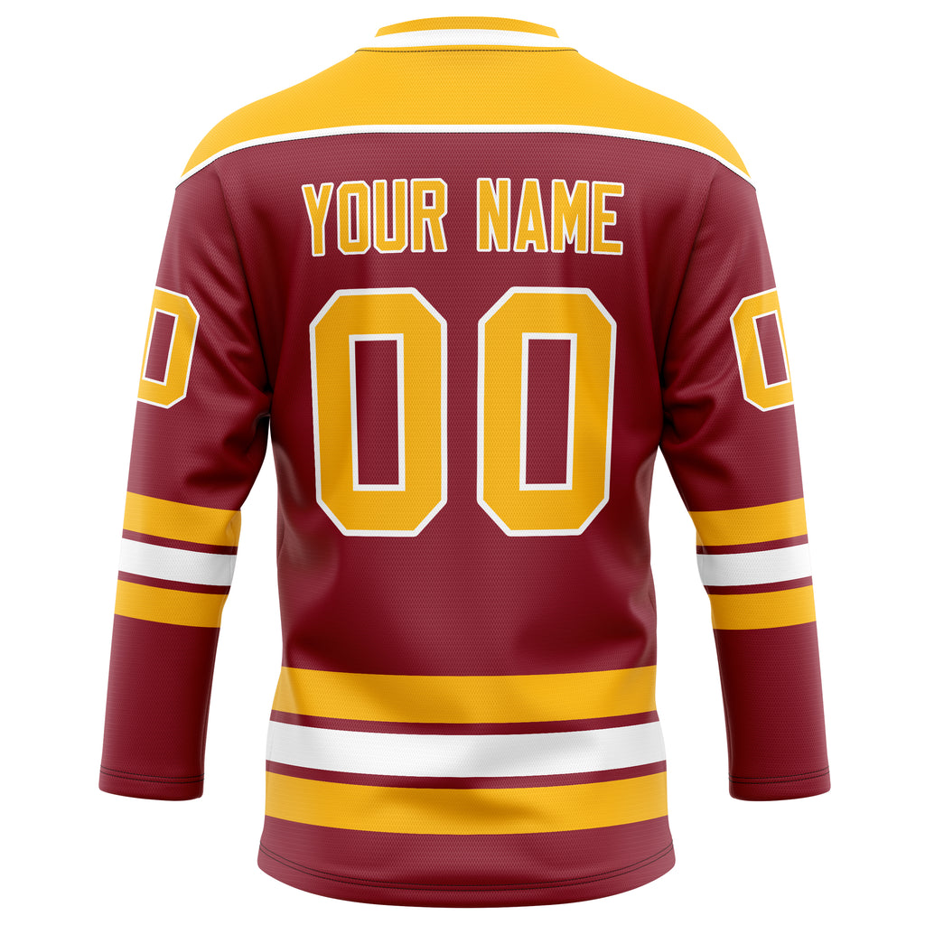 Personalized Maroon & Gold Solid Colour Hockey Jersey