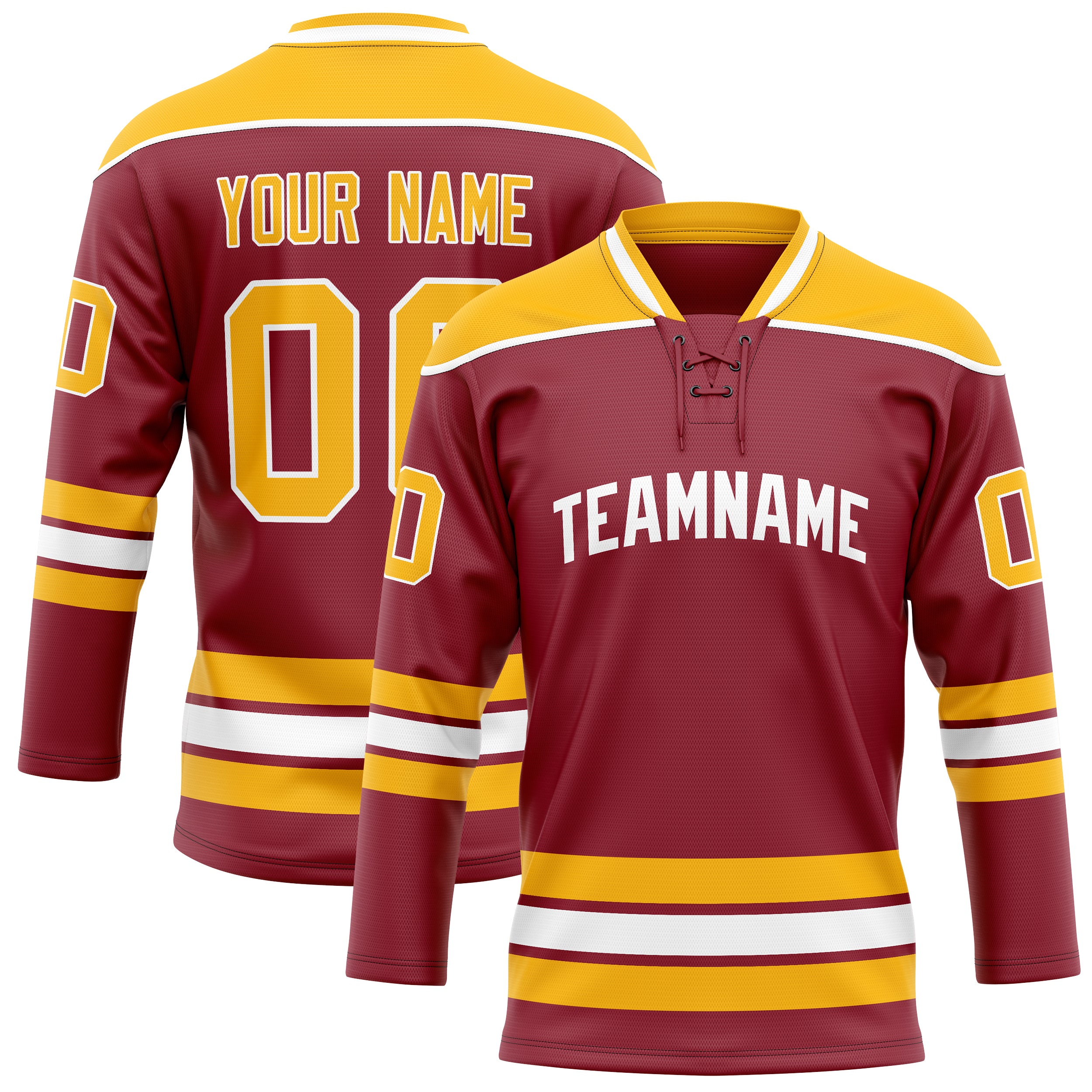 Personalized Maroon & Gold Solid Colour Hockey Jersey