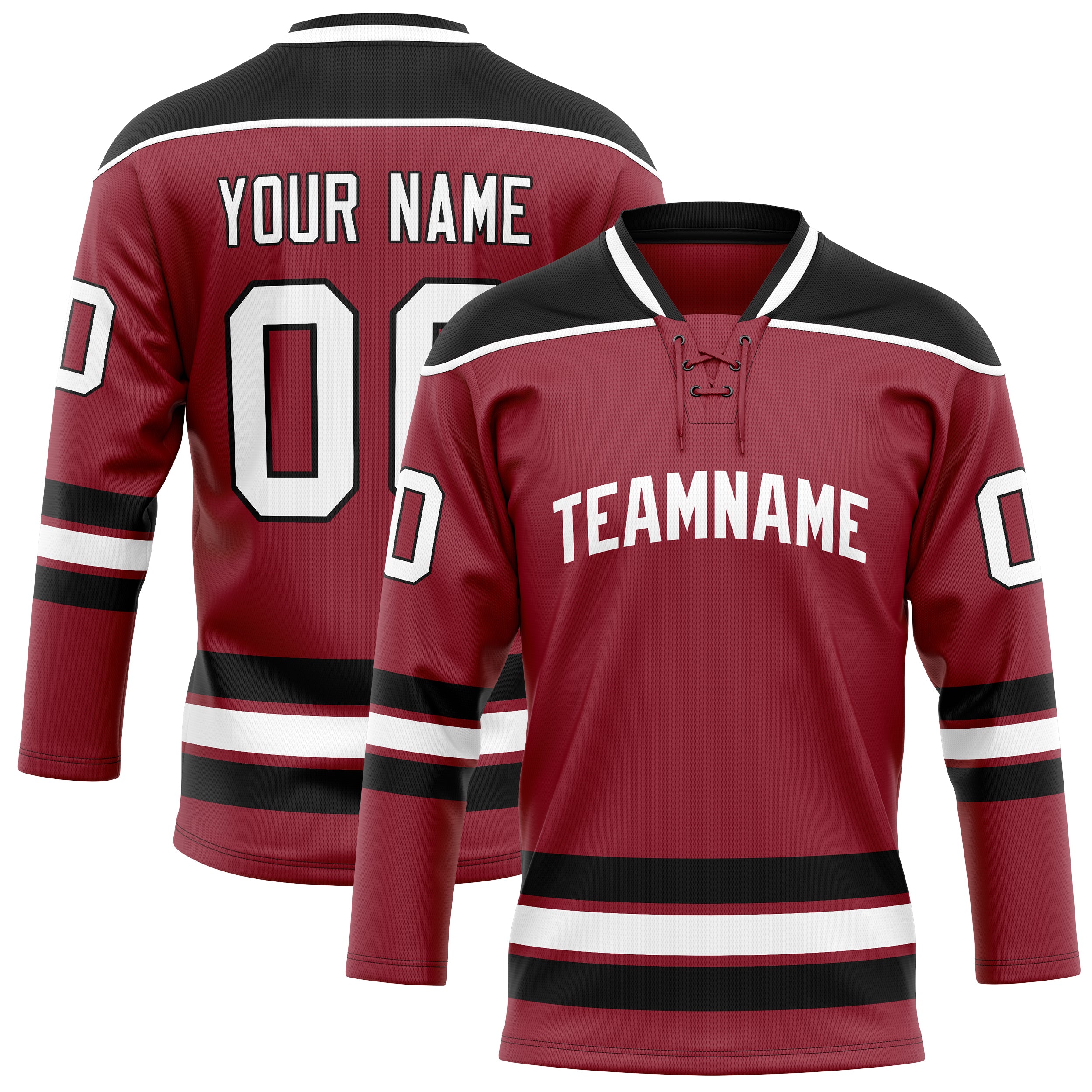 Personalized Maroon & Black Solid Colour Hockey Jersey