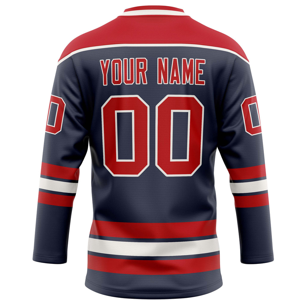 Personalized Navy & Red Solid Colour Hockey Jersey