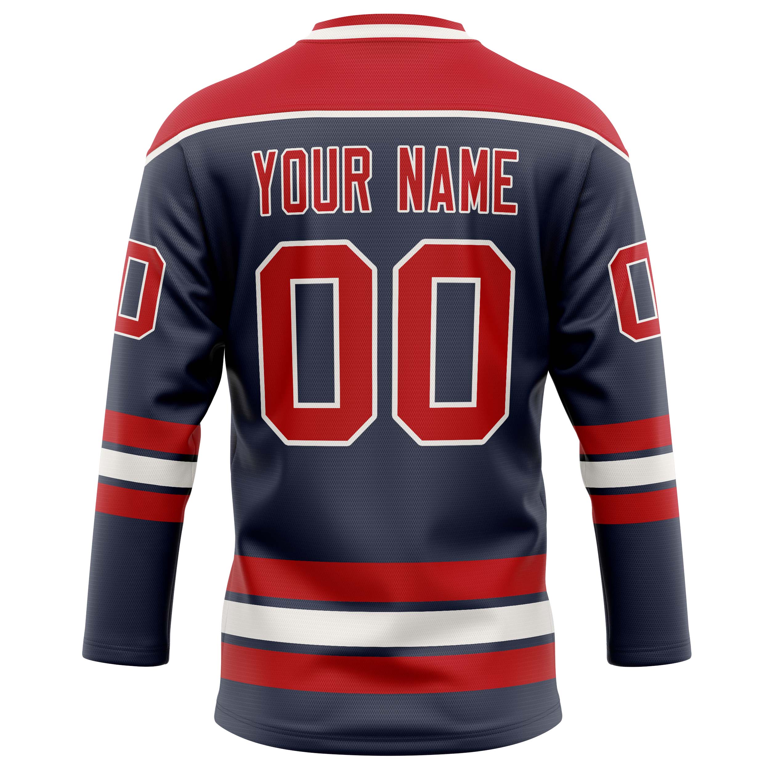 Personalized Navy & Red Solid Colour Hockey Jersey