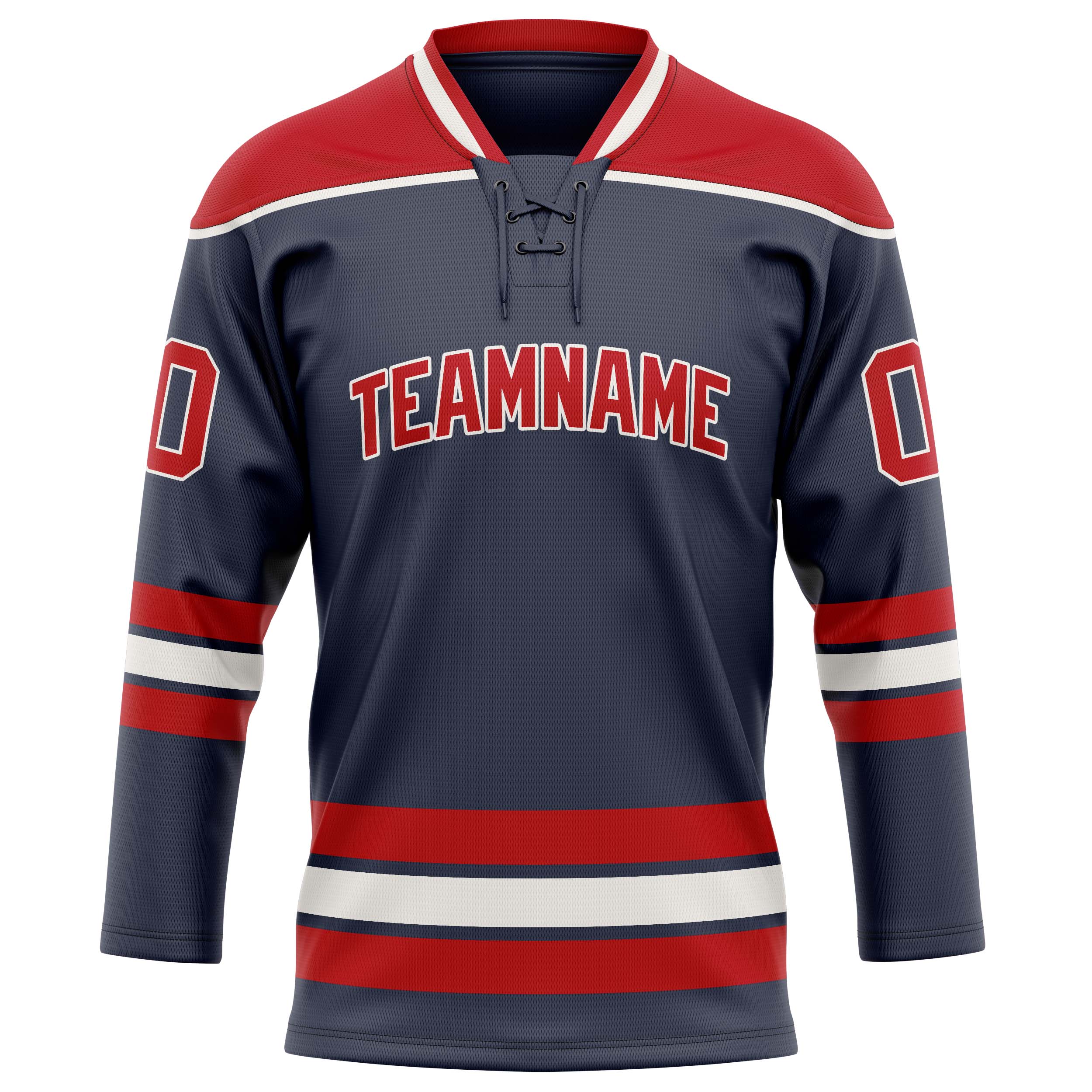 Personalized Navy & Red Solid Colour Hockey Jersey