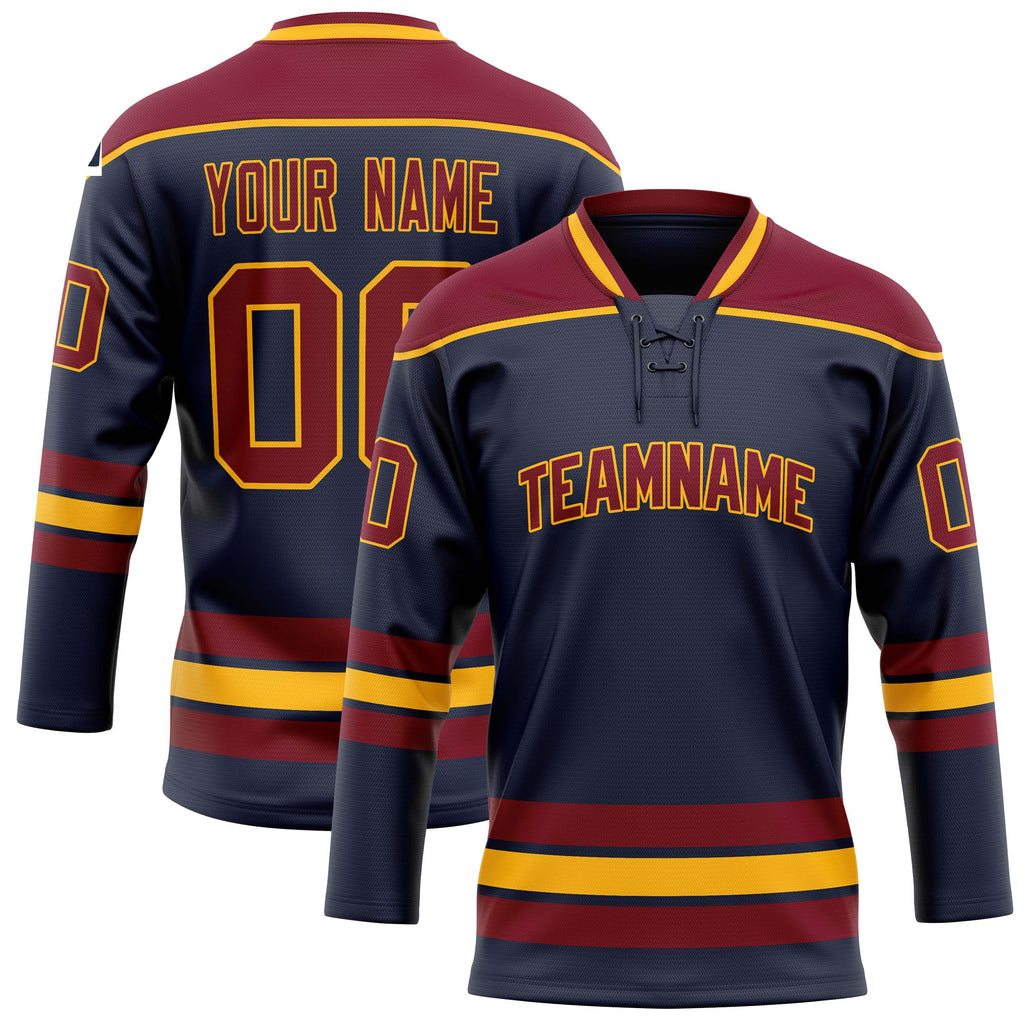 Personalized Navy & Maroon Solid Colour Hockey Jersey