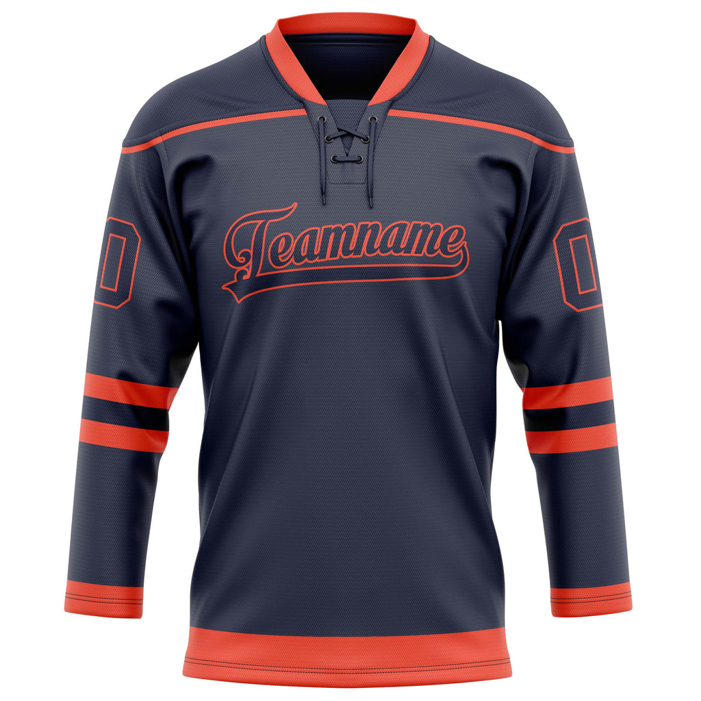 Personalized Navy & Red Solid Colour Hockey Jersey