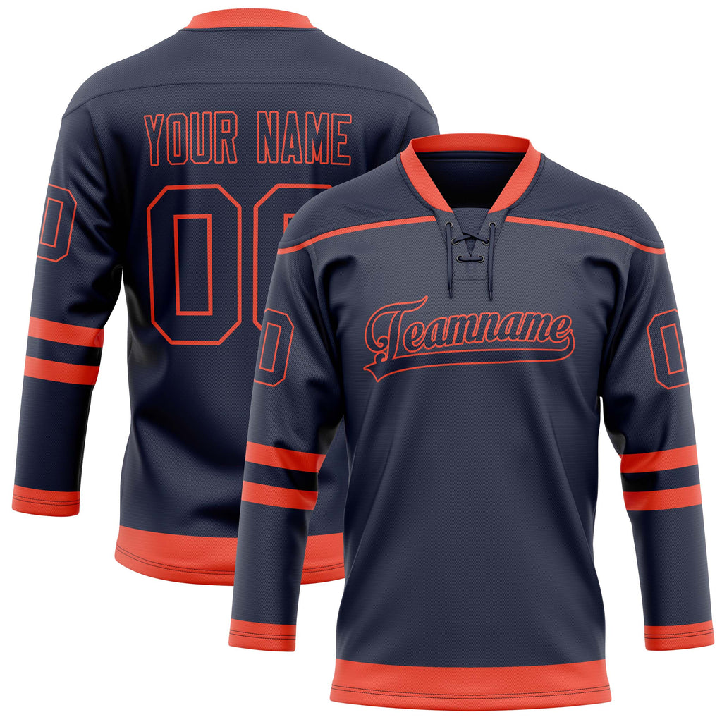 Personalized Navy & Red Solid Colour Hockey Jersey