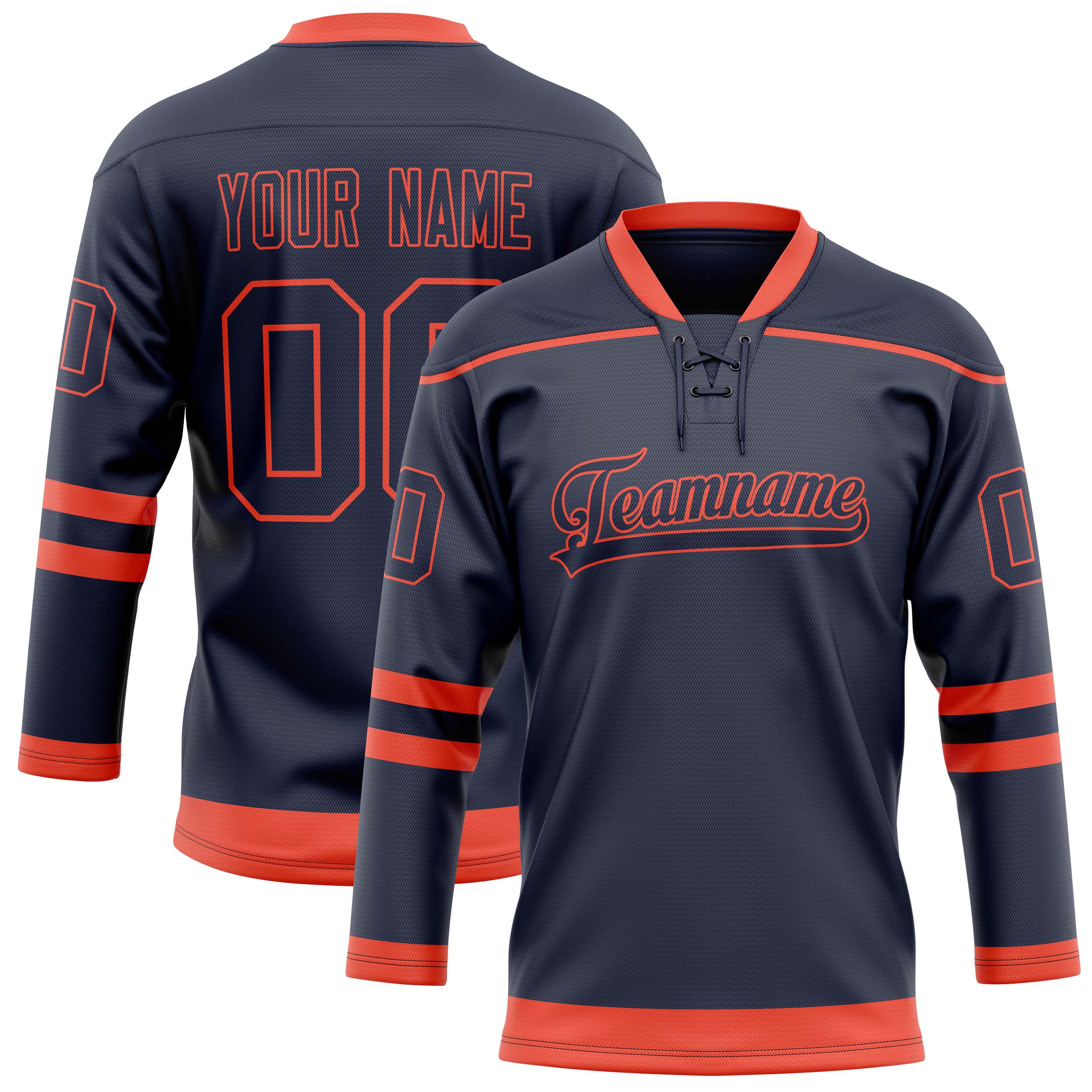 Personalized Navy & Red Solid Colour Hockey Jersey
